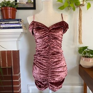 Fashion Nova | Pink Crushed Velvet Dress Size M